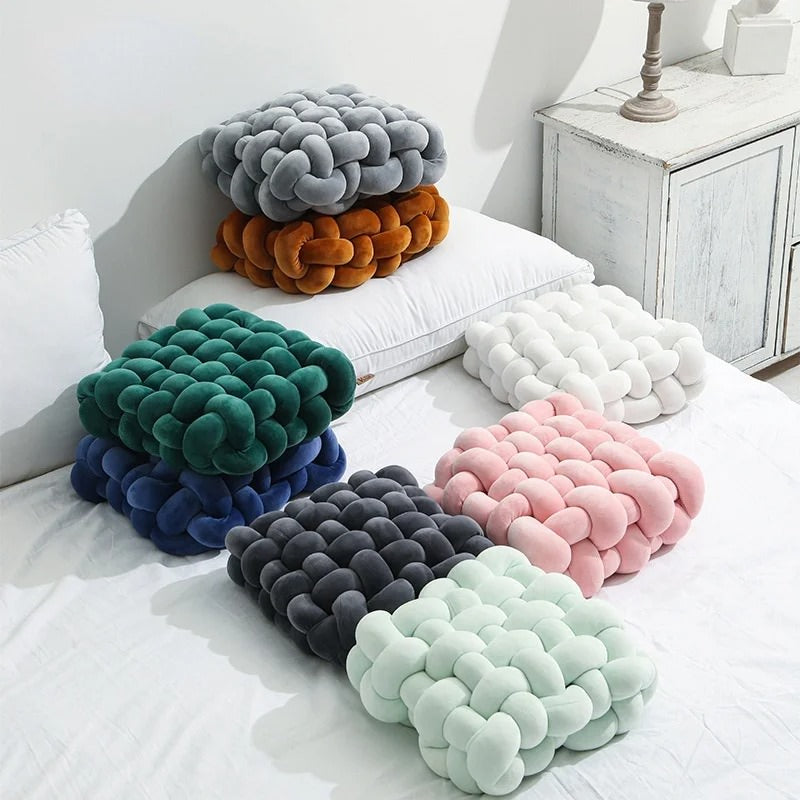 hand-knitted chunky soft plush cushion throw pillow roomtery
