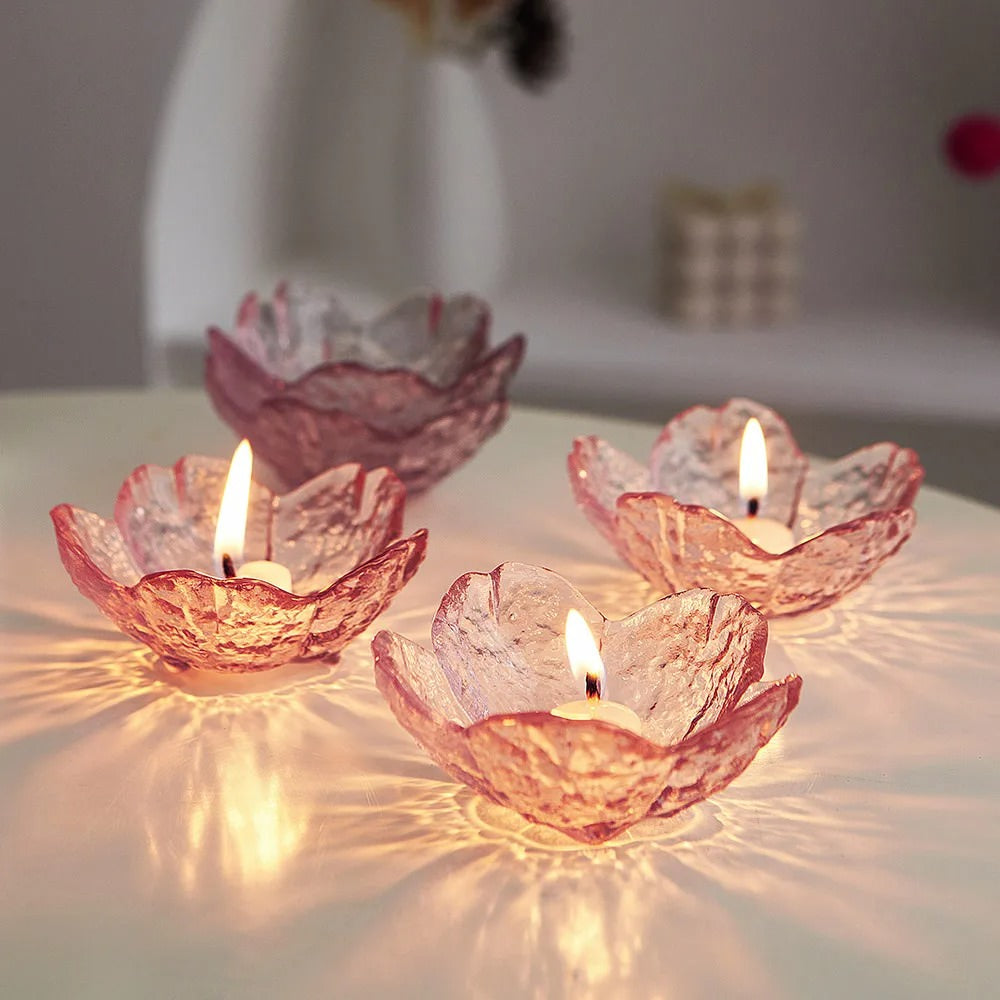 coquette aesthetic pink flower shaped tealight candle holder roomtery aesthetic room decor