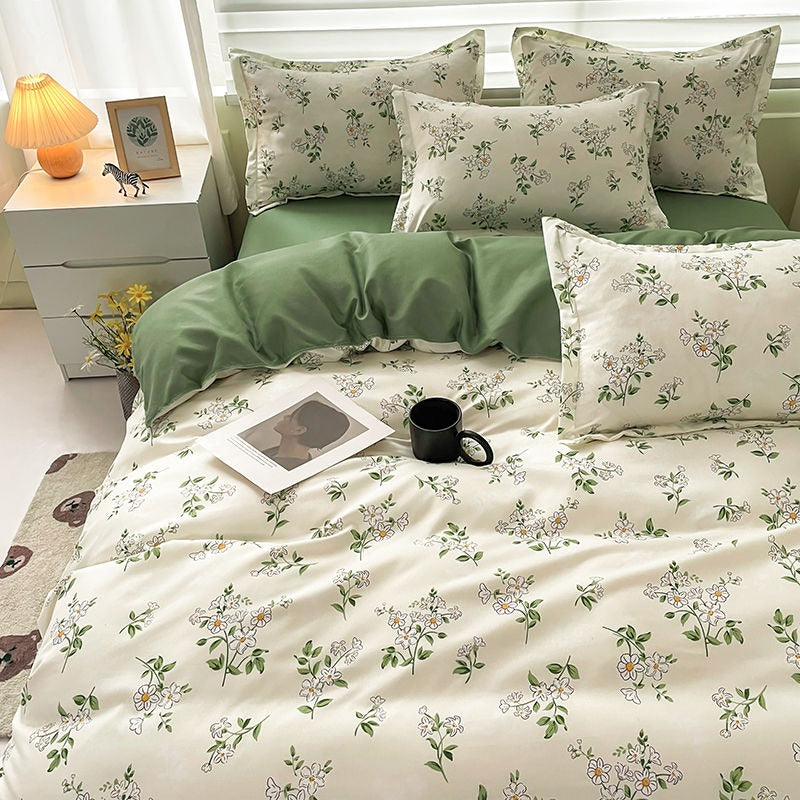 vintage cottagecore aesthetic chamomile flower print bedding set