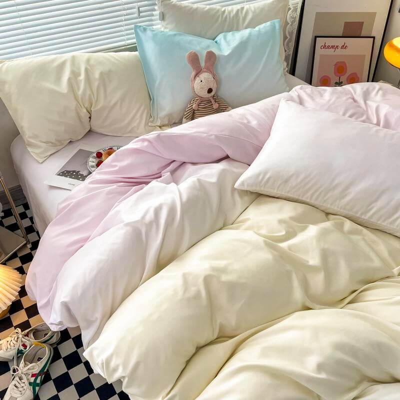 cotton candy pastel colors gradient aesthetic bedding set for teens
