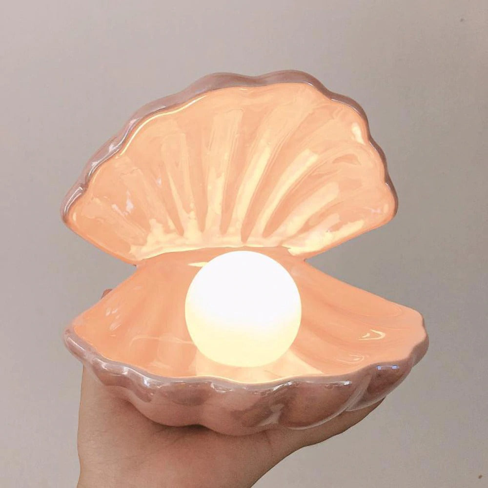 cute clam shell shaped ceramic night light lamp aesthetic room decor 