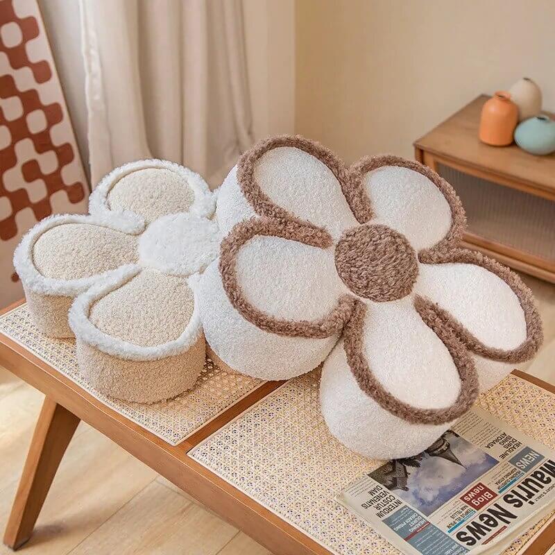 flower shaped thick and fluffy decorative throw pillow roomtery