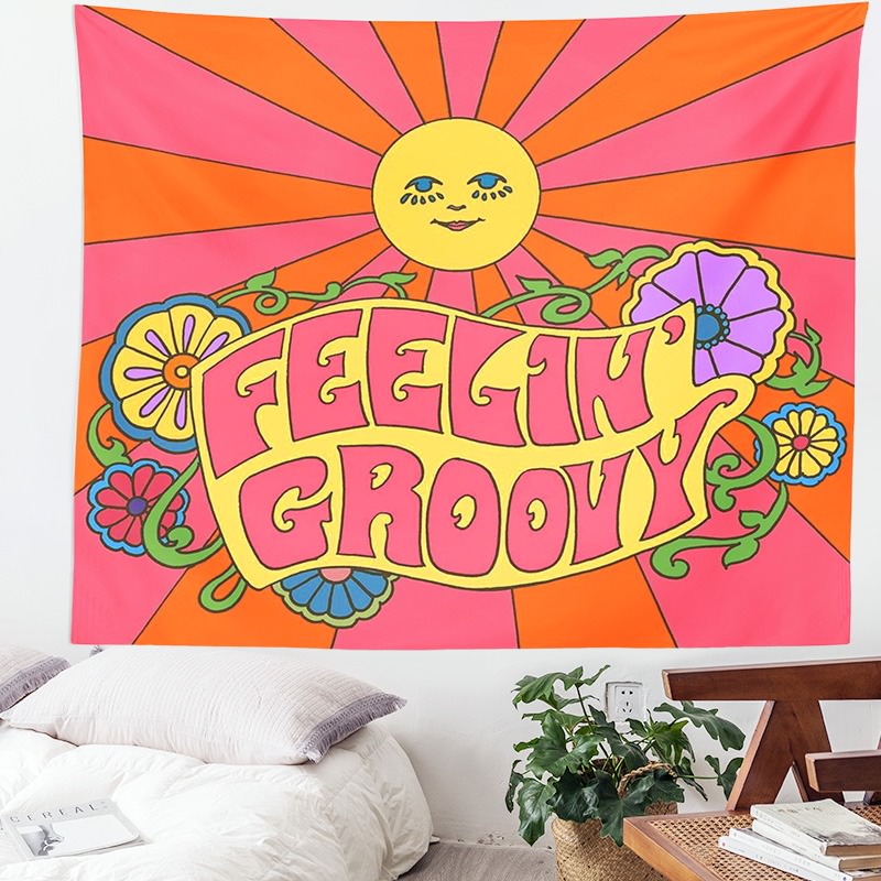 indie room aesthetic decor tapestry feeling groovy print roomtery
