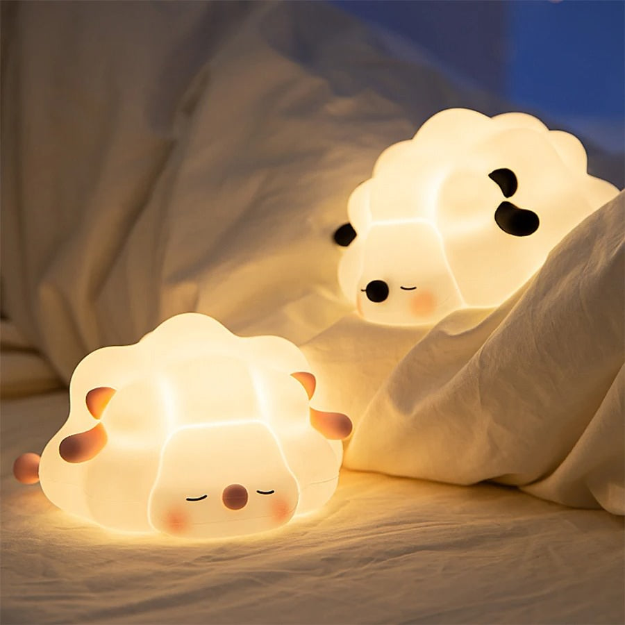 sleeping sheep silicon rubbed cute bedside night light lamp roomtery