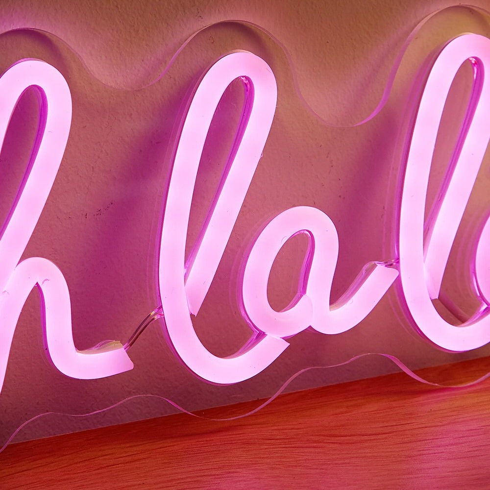 pink ohlala word wall decor led neon sign roomtery