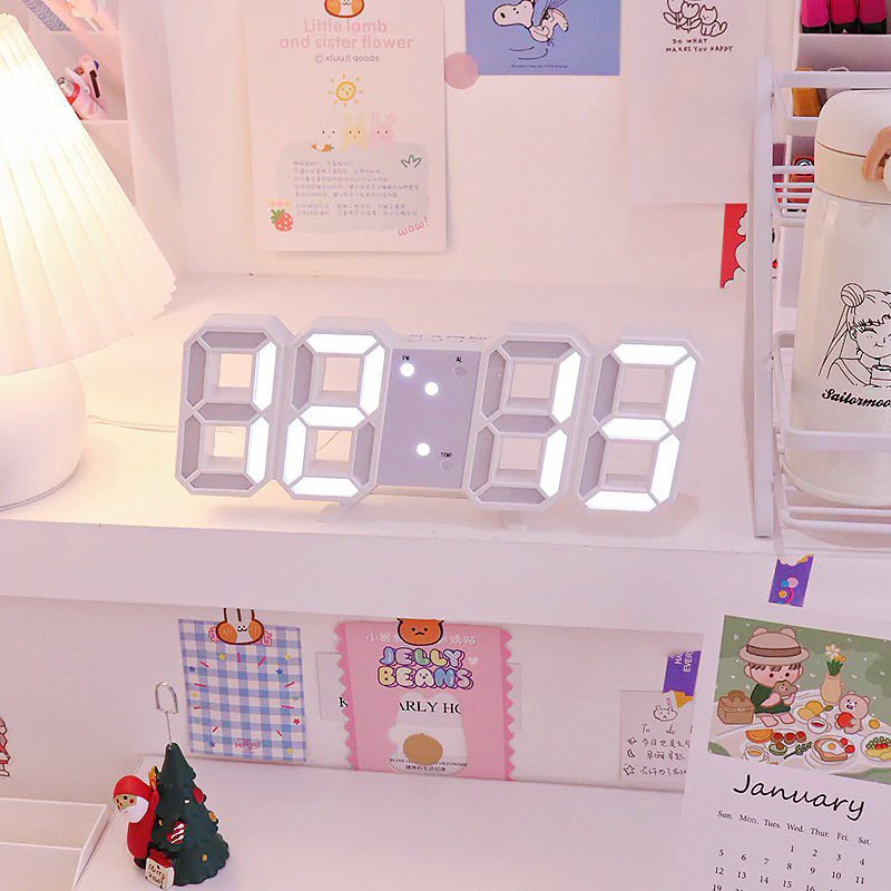 aesthetic minimalist kawaii white digital alarm clock