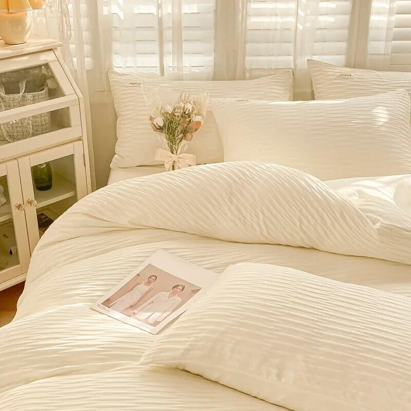 ruffle aesthetic bedding duvet cover set vanilla girl room decor roomtery