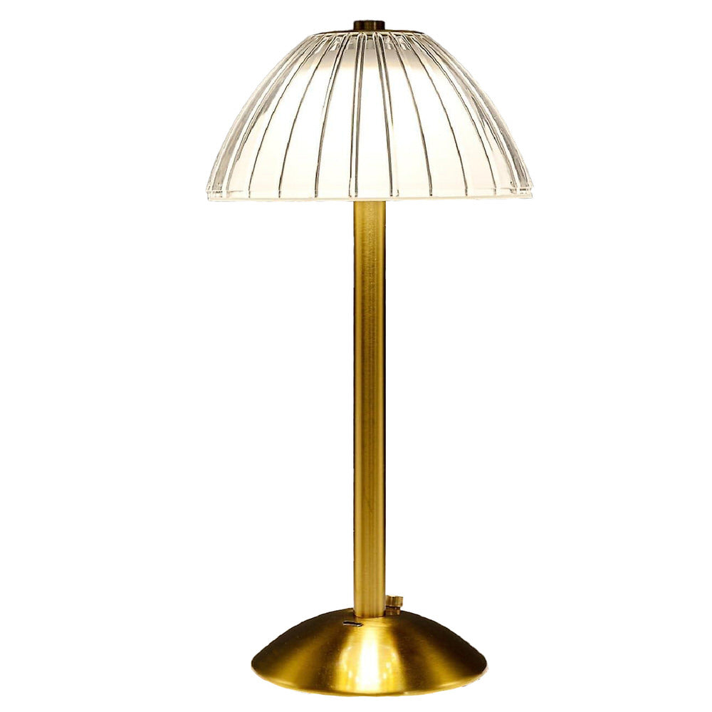brass metal desk lamp with mushroom shaped lampshade vintage aesthetic room decor roomtery