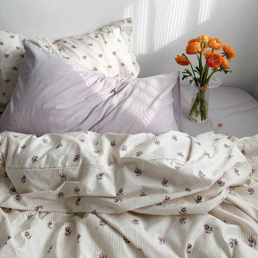 vintage little purple flowers print grandma aesthetic bedding set